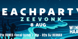Beachparty zaterdag 8 augustus